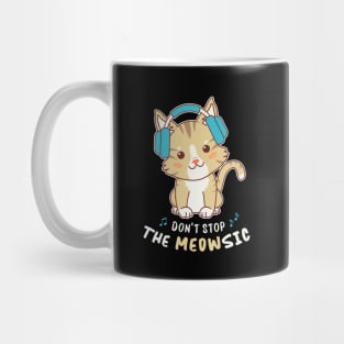 Don’t Stop the Meowsic - Cute Music Cat with Headphones Mug